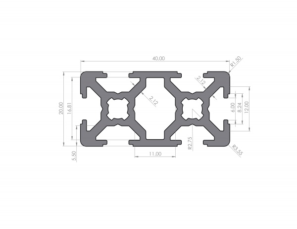 Aluminiumprofil 20x40 Nut 6 B-Typ